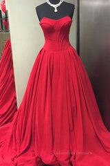 Formal Dress Trends, Simple red sweetheart long prom dress, red evening dress