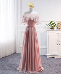 Bridesmaid Dresses Mauve, Simple Round Neck Chiffon Long Prom Dress, Bridesmaid Dress