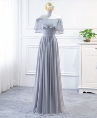 Bridesmaid Dress Mauve, Simple Round Neck Chiffon Long Prom Dress, Bridesmaid Dress