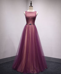 Formal Dress Store Near Me, Simple Round Neck Tulle Long Prom Dress, Formal Dress