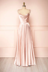 Prom Dresses2026, Simple Satin Long A-Line Prom Dress, Spaghetti Straps Evening Dress