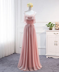 Bridesmaid Dress Modest, Simple Sweet Neck Chiffon Long Prom Dress, Bridesmaid Dress