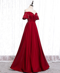 Formal Dresses Over 54, Simple Sweetheart Burgundy Satin Long Prom Dress, Burgundy Formal Graduation Dress