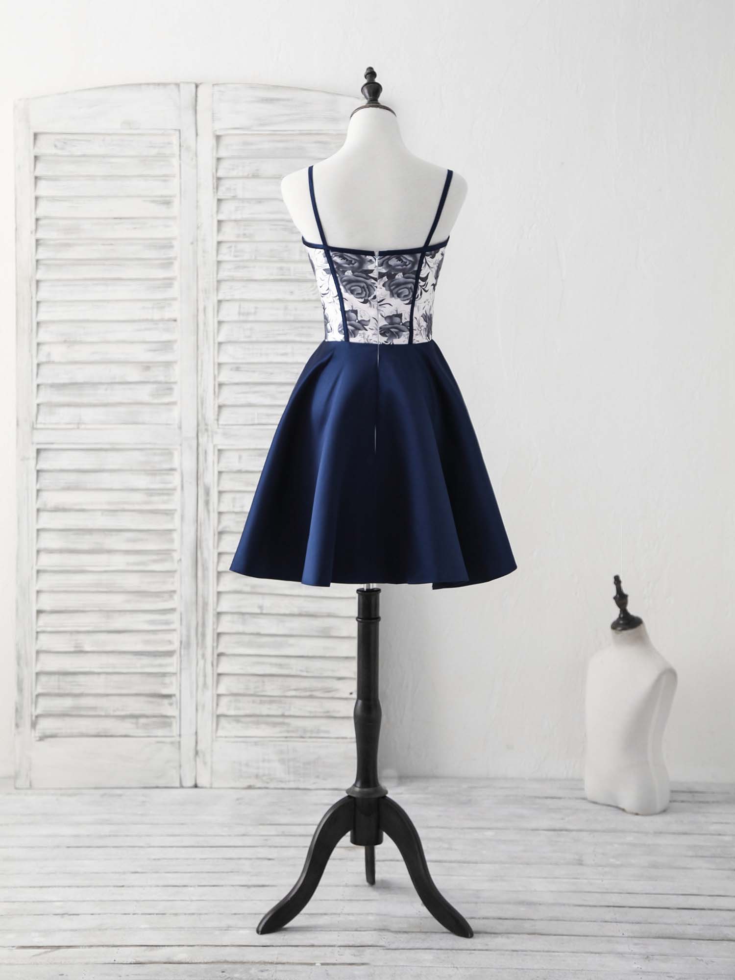 Bridesmaid Dresses Black, Simple Sweetheart Dark Blue Short Prom Dress Blue Homecoming Dress