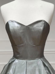 Formal Dress Style, Simple sweetheart neck gray satin long prom dress gray formal party dress