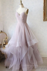 Prom Dresses Off Shoulder, Simple sweetheart neck tulle long prom dress formal dress