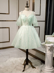 Bridesmaids Dresses By Color, Simple Sweetheart Neck Tulle Short Prom Dresses, Puffy Green Homecoming Dresses