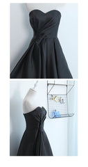 Party Dress For Ladies, Simple Sweetheart Satin Short Black Prom Dress, Black Homecoming Dresses