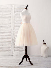 Bridesmaid Dress Inspo, Simple Sweetheart Tulle Short Prom Dress Champagne Bridesmaid Dress