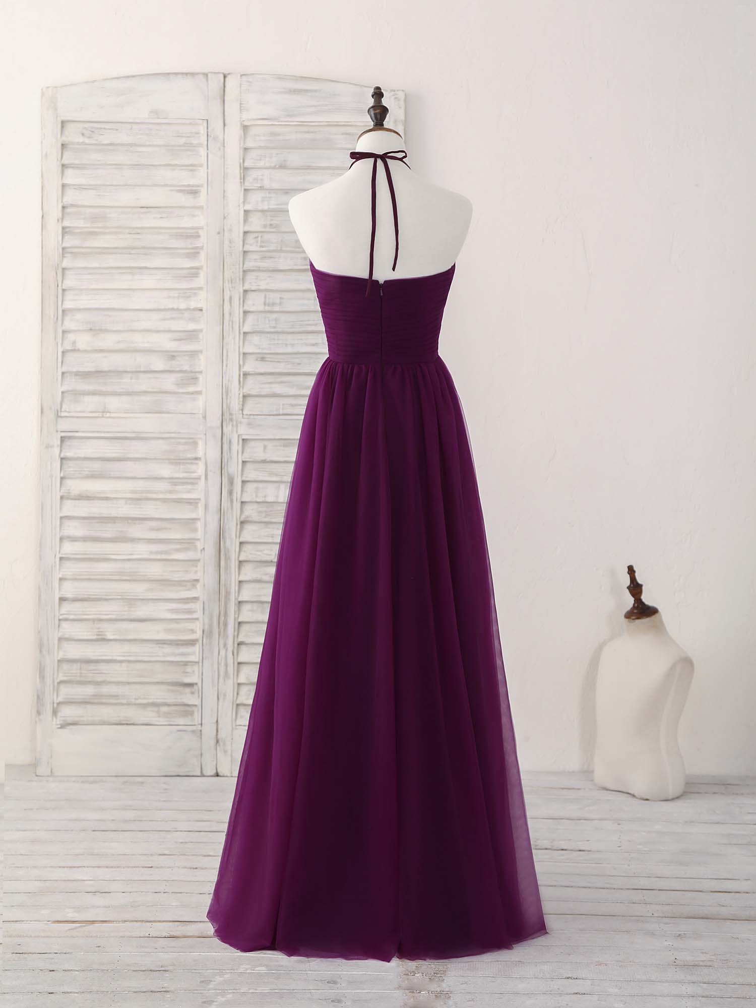 Bridesmaid Dress Colours, Simple Tulle A-Line Purple Long Prom Dress, Bridesmaid Dress