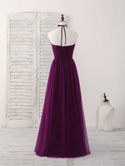 Bridesmaid Dress Colours, Simple Tulle A-Line Purple Long Prom Dress, Bridesmaid Dress