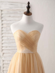 Bridesmaid Dresses Earth Tones, Simple Tulle Champagne Short Prom Dress Tulle Bridesmaid Dress