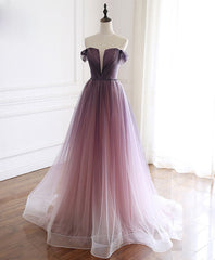 Homecoming Dress Sparkle, Simple Tulle Off Shoulder Long Prom Dress, Tulle Formal Dress