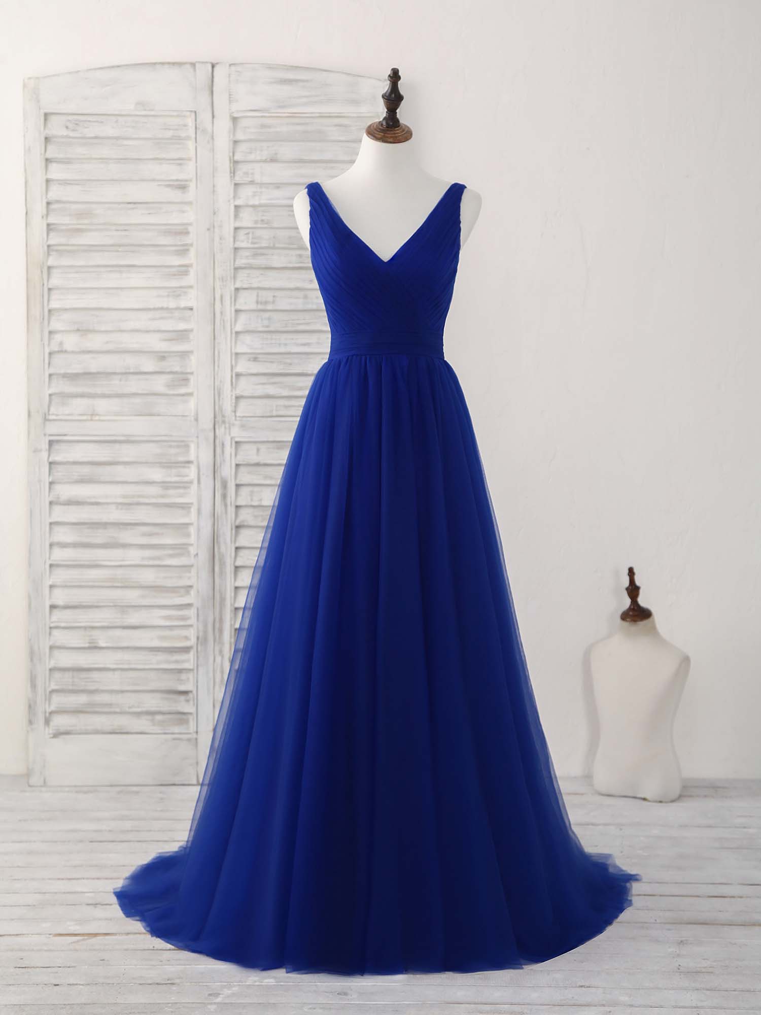 Prom Dress Shiny, Simple V Neck Burgundy Tulle Long Prom Dress Burgundy Evening Dress