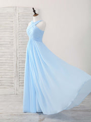 Bridesmaid Dresses Red, Simple V Neck Chiffon Blue Long Prom Dress Blue Bridesmaid Dress