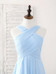 Bridesmaids Dress Shopping, Simple V Neck Chiffon Blue Long Prom Dress Blue Bridesmaid Dress