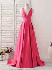 Party Dress Ideas For Winter, Simple V Neck Long Prom Dress Backless Evening Dress
