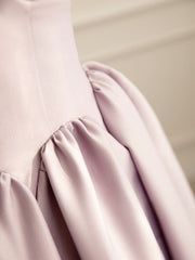 Evening Dresses Simple, Simple V Neck Satin Pink Long Prom Dress, Satin Formal Evening Dress