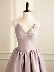 Evening Dress Simple, Simple V Neck Satin Pink Long Prom Dress, Satin Formal Evening Dress