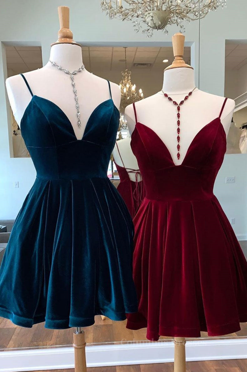 Evening Dresses Fitted, Simple v neck short prom dress, homecoming dress