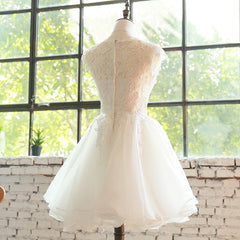 Formal Dresses Online, Simple White Cute Lace Short Graduation Dress, Lovely Party Dresses