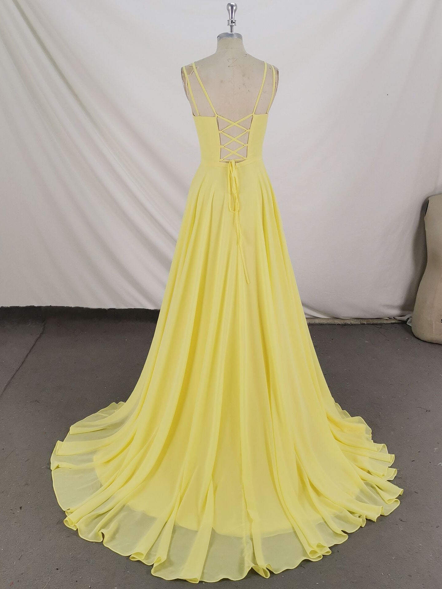 Evening Dress Dresses, Simple Yellow Chiffon Long Prom Dress Yellow Evening Dress