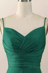 Prom Dresses Piece, Simply Green Pleated Satin Long Bridesmaid Dress