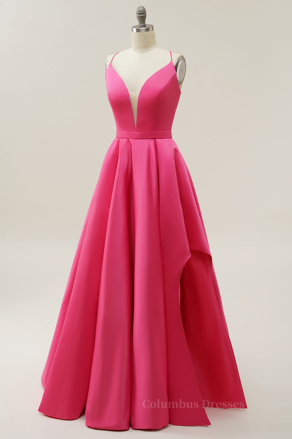 Prom Dress Fairy, Simply Hot Pink A-line Straps Long Gown