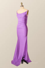 Bridesmaid Dresses Color Schemes, Simply Lilac Mermaid Long Dress with Open Back