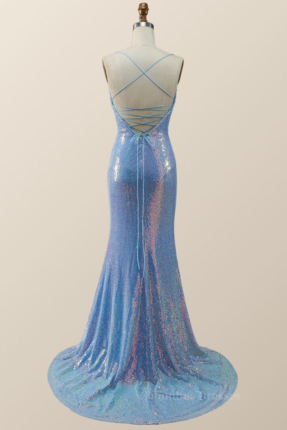 Party Dress Quotesparty Dresses Wedding, Spaghetti Straps Blue Sequin Mermaid Draped Dress