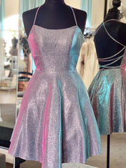 Prom Dresses2023, Sparkle Criss Cross Short Purple Prom Dresses, Shiny Short Purple Formal Homecoming Dresses