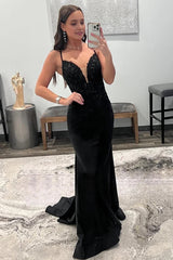 Sparkly Black Mermaid Long Prom Dress with Sequins