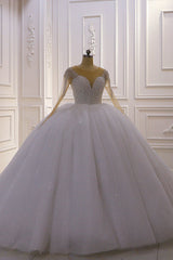 Wedding Dress Top, Sparkly Jewel Sequined Long Sleevess Princess Wedding Dress