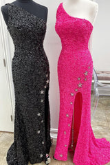 Sparkly Mermaid Black Stars Sequins Prom Dress