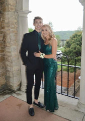 Sparkly Romaid Dark Green Long Prompes Formal Dress