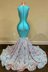 Prom Dress Ideas Unique, Sparkly Mermaid Glitter Floral Lace Floor-Length Prom Dress