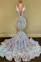 Prom Dresses Uk, Sparkly Mermaid Glitter Floral Lace Floor-Length Prom Dress