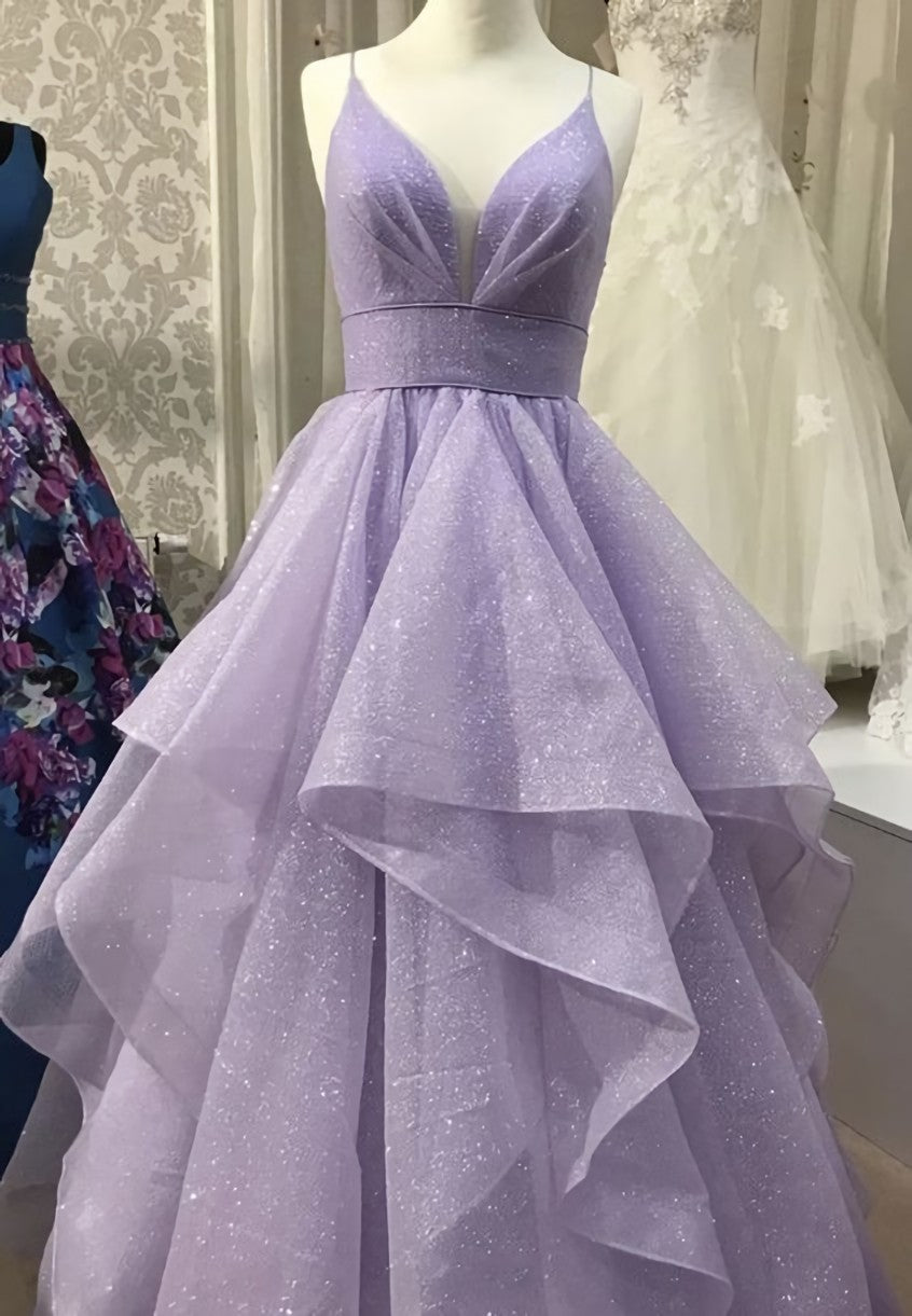 Silk Dress, Sparkly Ruffled Tulle Prom Press Long,Event Dresses Elegant