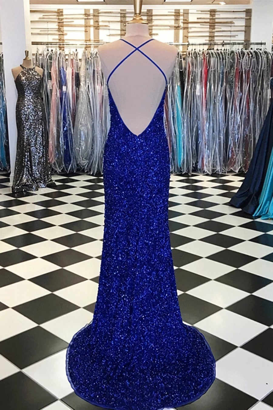 Homecoming Dress Green, Sparkly Sheath Royal Blue Prom Dresses, Evening Dresses with Slit