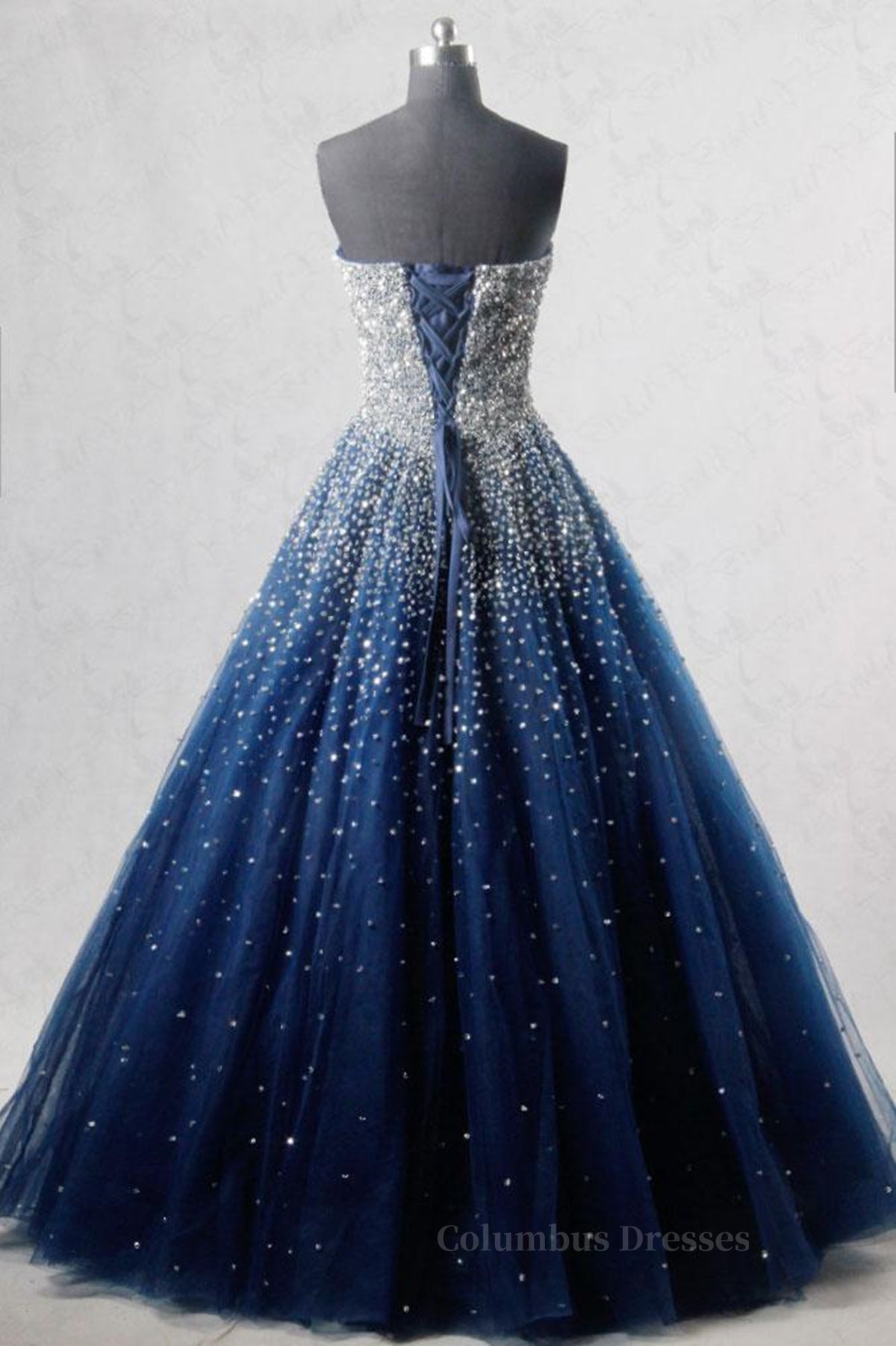 Bridesmaid Dresses Floral, Sparkly Strapless Blue Prom Dresses, Strapless Blue Long Formal Evening Dresses