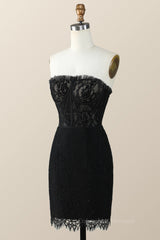 Party Dress Size 326, Strapless Black Lace Bodycon Mini Dresss