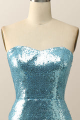 Bridesmaid Dress 2061, Strapless Blue Sequin Mermaid Long Formal Dress