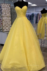 Formal Dresses Wedding Guest, Strapless Open Back Sequins Yellow Prom Dress, Shiny Yellow Formal Graduation Evening Dress