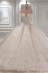 Wedding Dresses A Line Romantic, Strapless Sparkle Luxurious Train See through Ball Gown Wedding Dress