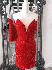 Gown, Strapless Tight Red Pink Short Prom Dresses, Short Strapless Red Pink Formal Homecoming Dresses