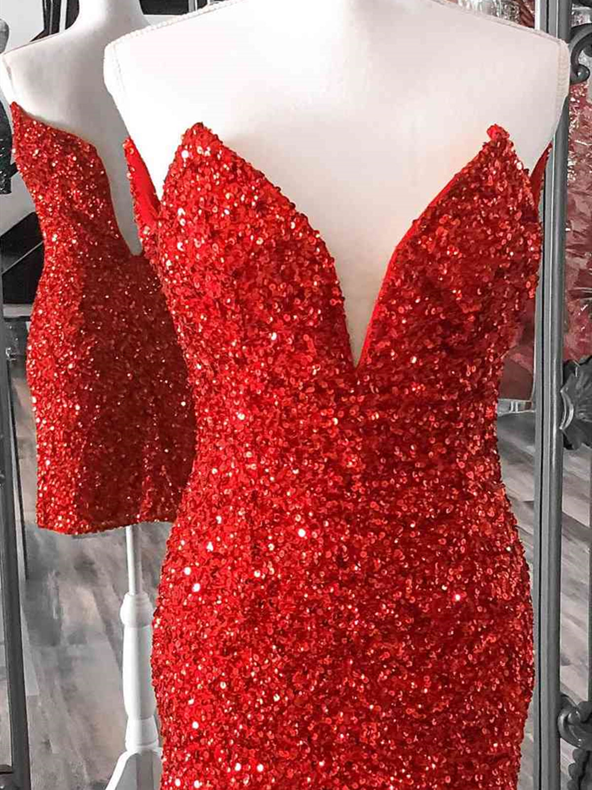 Maxi Dress, Strapless Tight Red Pink Short Prom Dresses, Short Strapless Red Pink Formal Homecoming Dresses