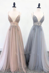 Evening Dress Vintage, Straps A-Line Beading Rose Wood Prom Dress with Crystal