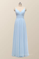 Evening Dress Boutique, Straps Blue Empire Chiffon Long Bridesmaid Dress