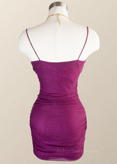Homecoming Dress Website, Straps Fuchsia Empire Tight Mini Dress