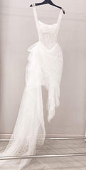 Party Dress Hair Style, Straps Glitter White Reception dress,White Party Dress